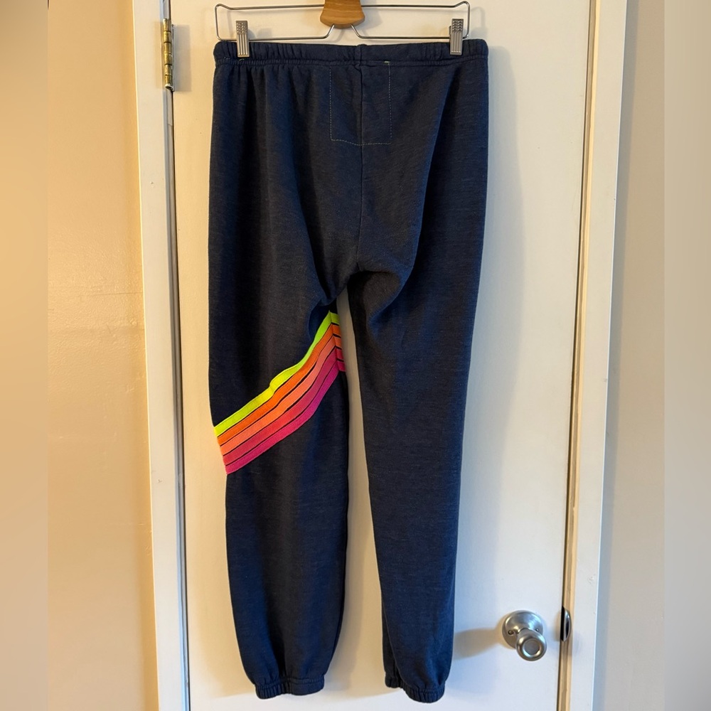 Aviator Nation 5 Stripe Neon Bolt Cropped Sweatshirt and Sweatpants - Picture 4 of 6